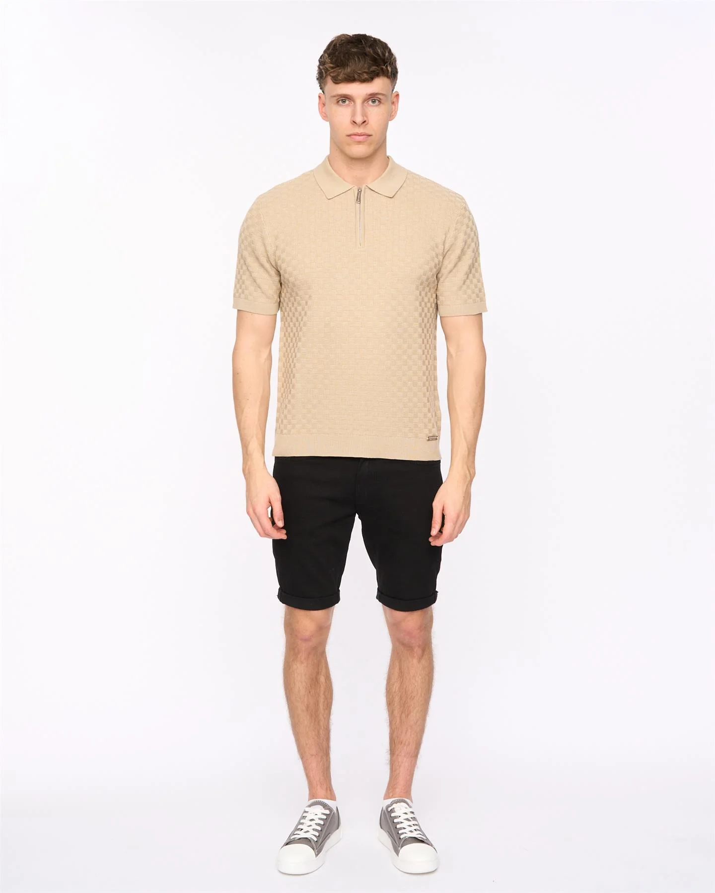 Danvers Zip Knit Polo Stone - Image 2