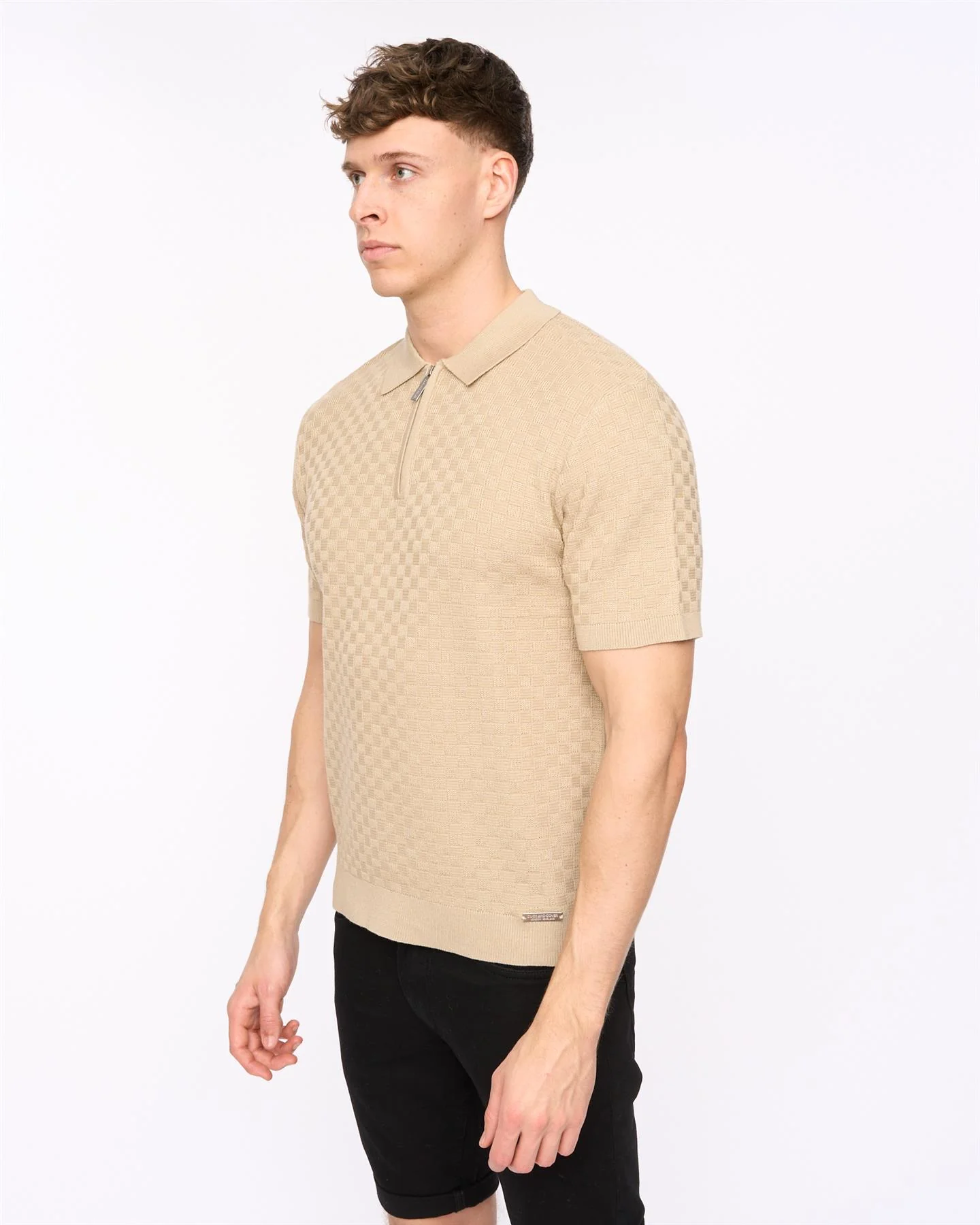 Danvers Zip Knit Polo Stone - Image 4