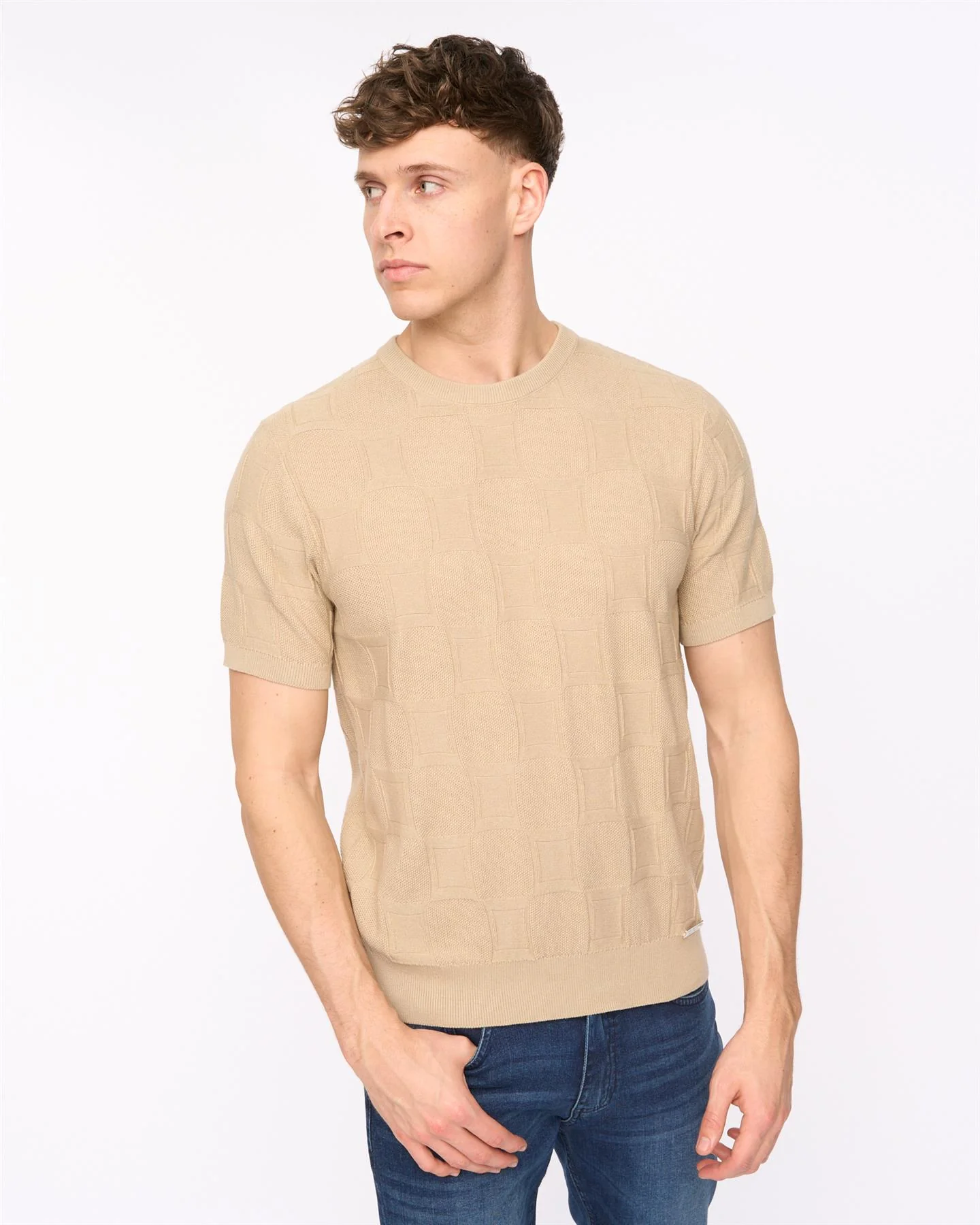 Littleton Knit T-Shirt Light Stone - Image 5