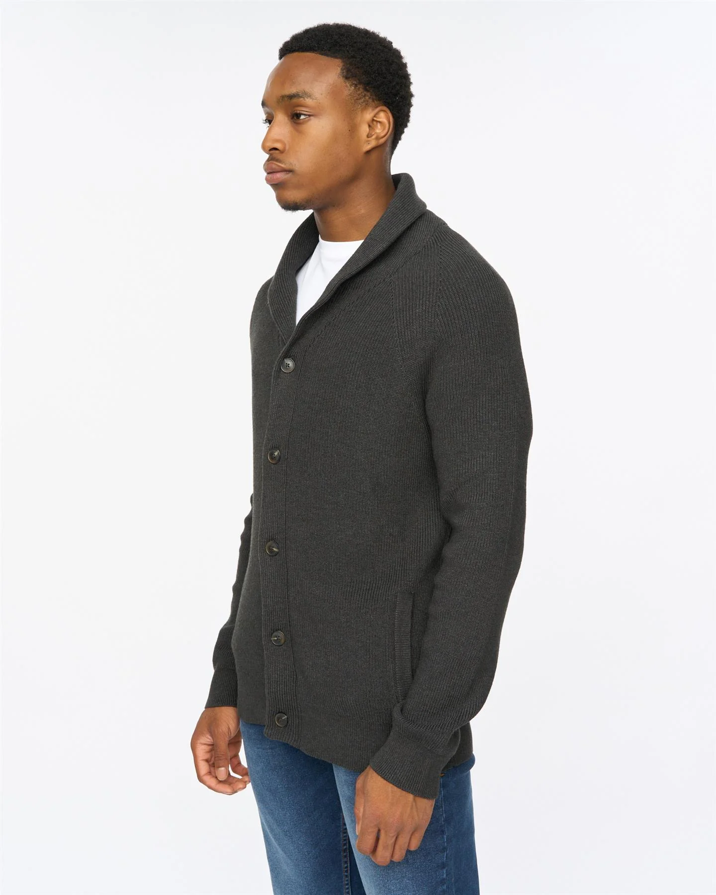 Venosa Shawl Cardigan Charcoal - Image 2